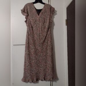 Lane Bryant Paisley Brown & Pink Midi Dress 18/20